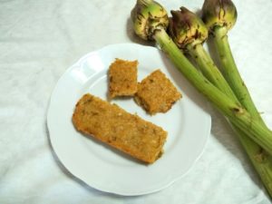 Torta di riso con porri e carciofi.