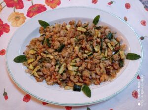 Gamberi e zucchini sabbiosi