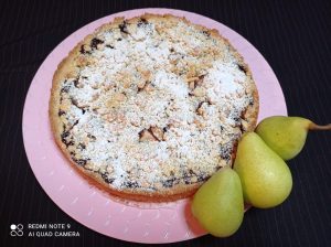 Crostata sbriciolata cioccolato e pere